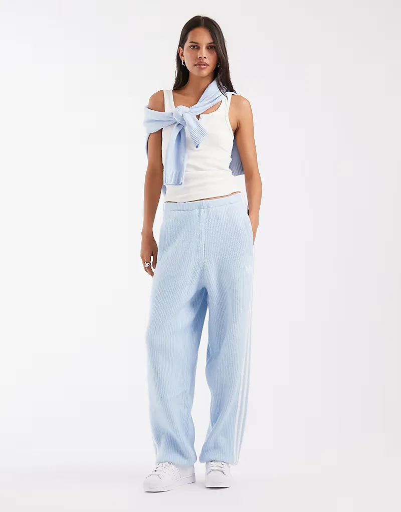 Вязаные спортивные брюки Adidas Originals x Jennie с отворотами, нежно-голубой