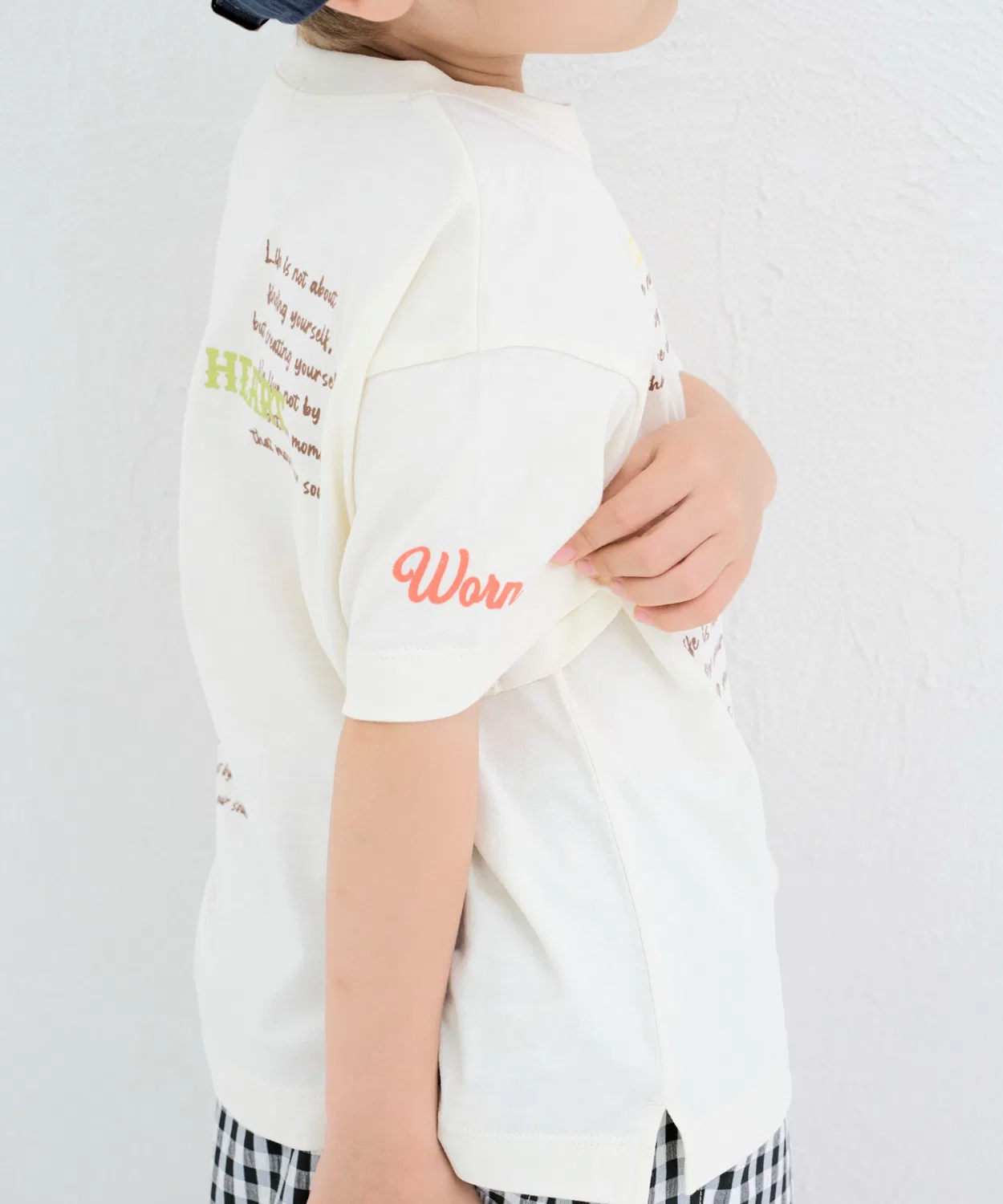 Детская футболка с принтом и коротким рукавом, модель Logo Print, pairmanon, Off White — фото 2