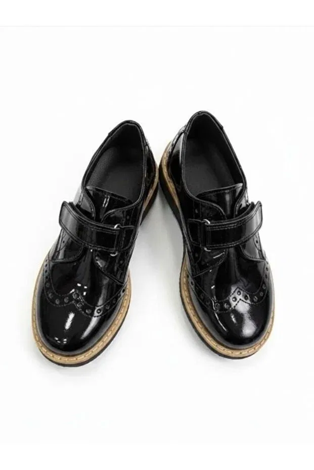 Детские оксфорды для мальчиков из лакированной кожи Zekids, Black
