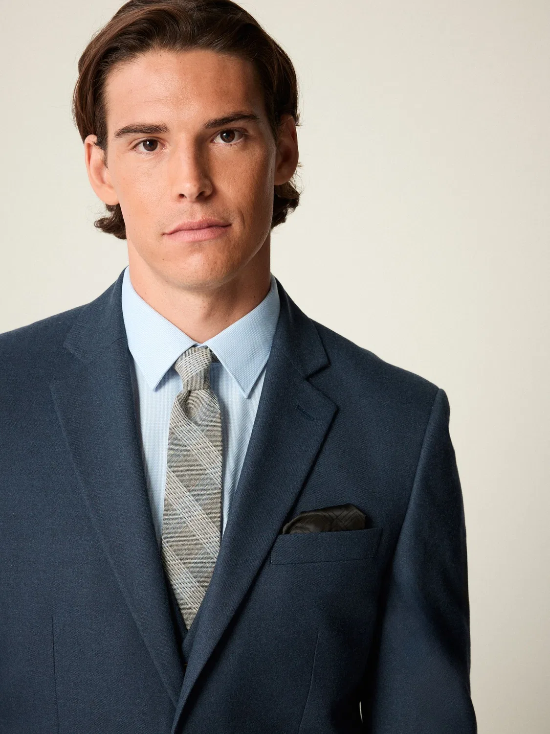 Пиджак Slim Fit из текстурированного фланели Next, синий — фото 4