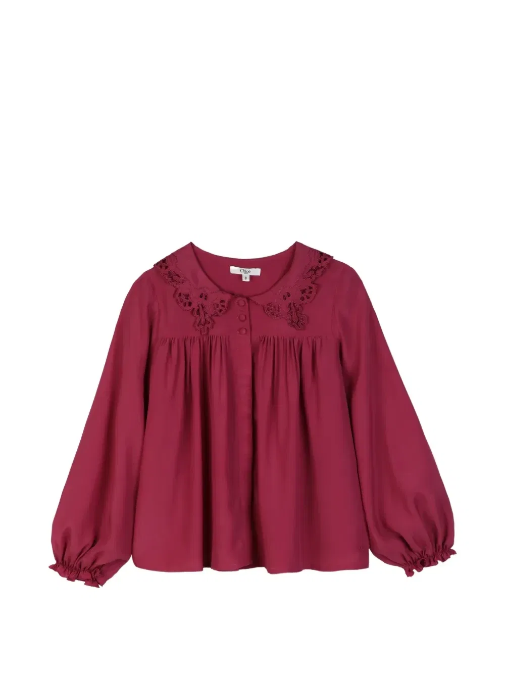 Блузка с английской вышивкой и сборками Chloe Kids, розовый