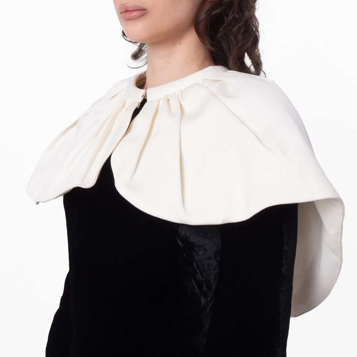 Накидка-кейп укороченная из хлопка и шелка Wreningham Burberry, White — фото 4