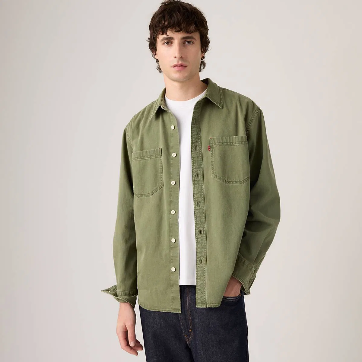 Свободная джинсовая рабочая рубашка Mariposa Levi's, Nabali Olive Wash - Green