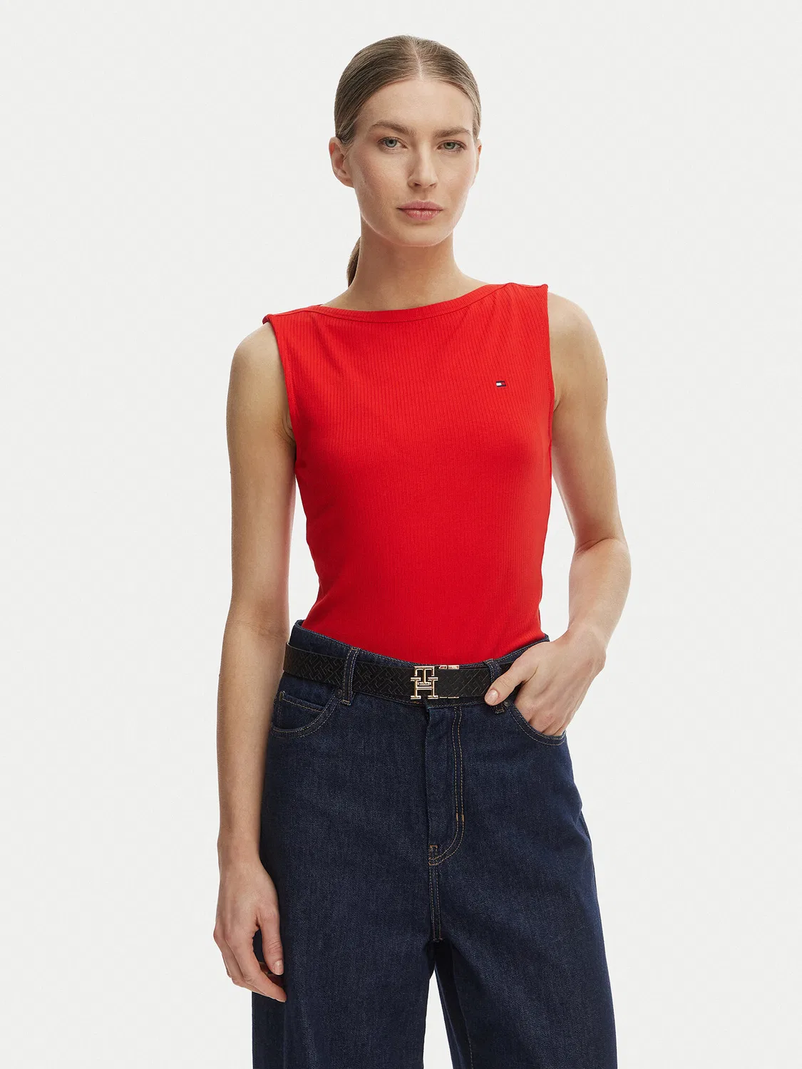 Женский топ облегающего кроя Tommy Hilfiger, оранжевый