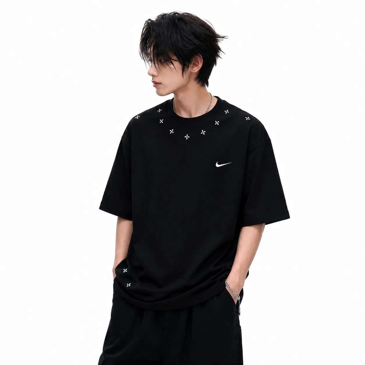 Детская футболка хлопковая Nike Sportswear Metro, Black — фото 4