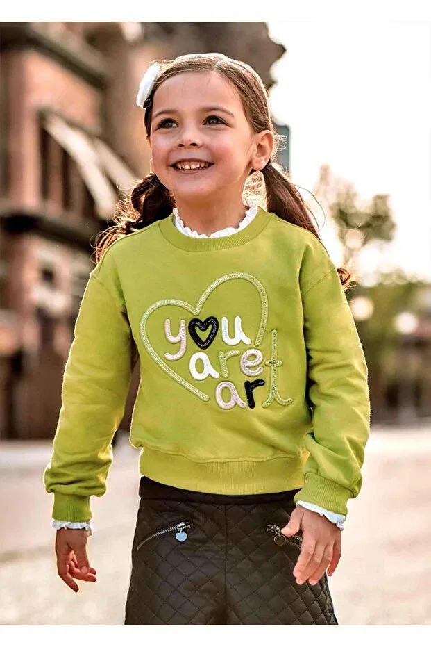 Детские свитшот для девочек с принтом Winter girls' sweatshirt Mayoral, Green — фото 2