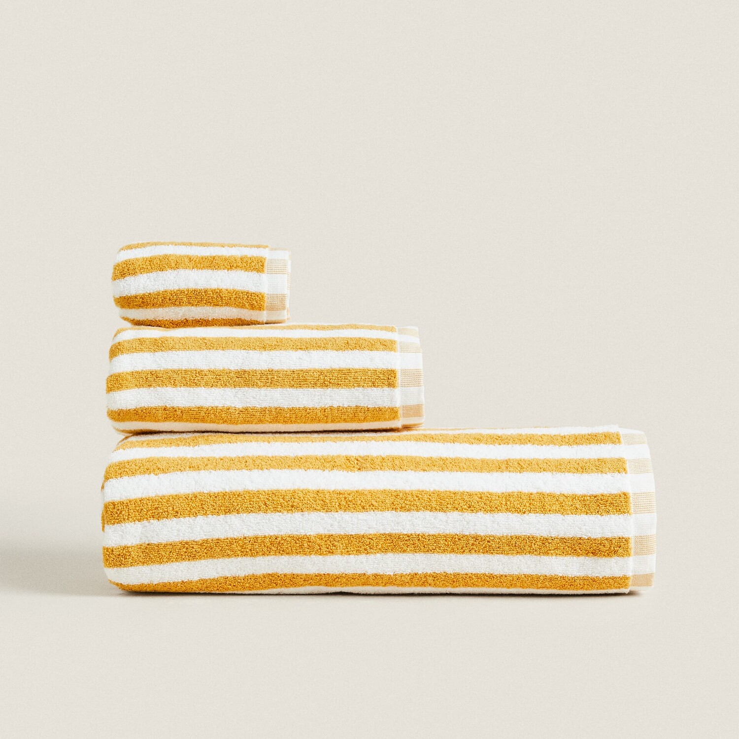 

Полотенце хлопковое полосатое Zara Home Striped Cotton, белый/желтый