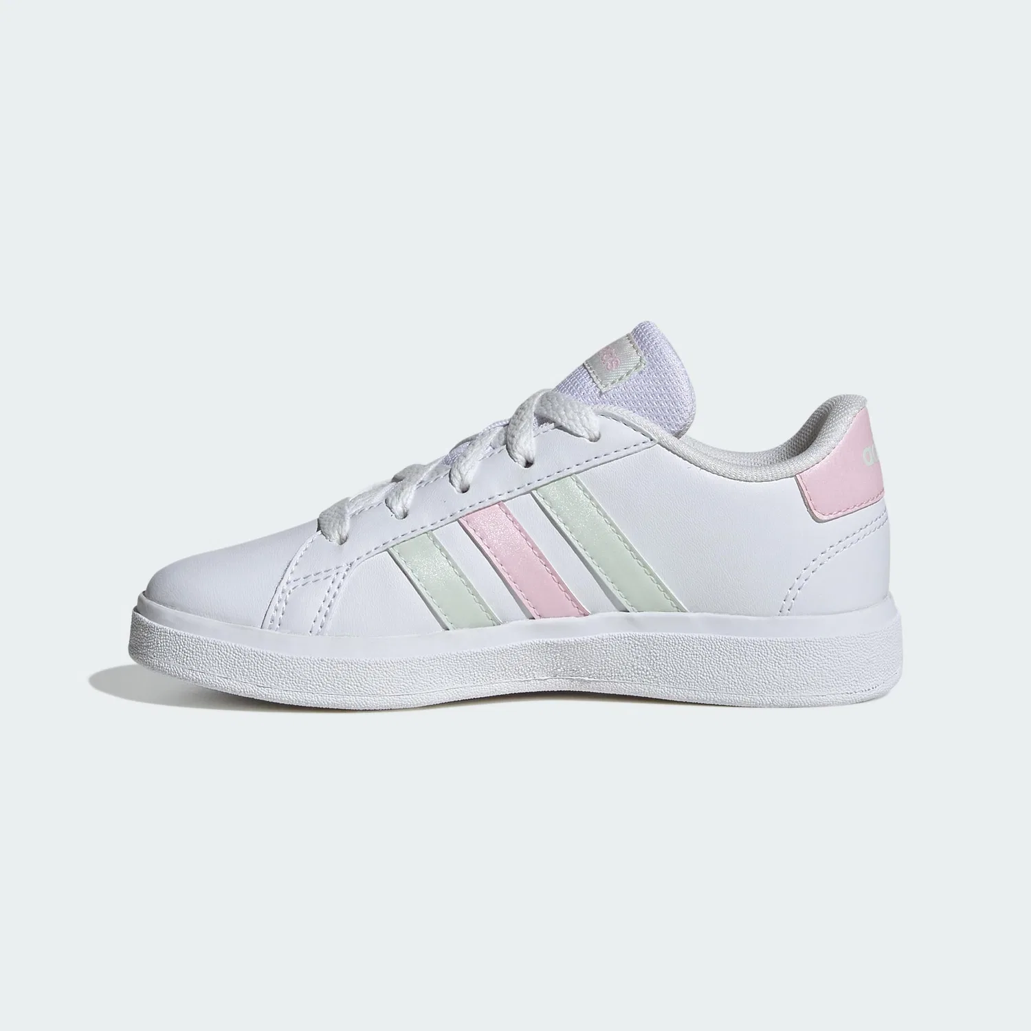 Детские кроссовки для мальчиков с закрытым носком Grand Court Lifestyle Tennis Lace-up Shoes Adidas, Cloud White Crystal Jade Clear Pink — фото 2