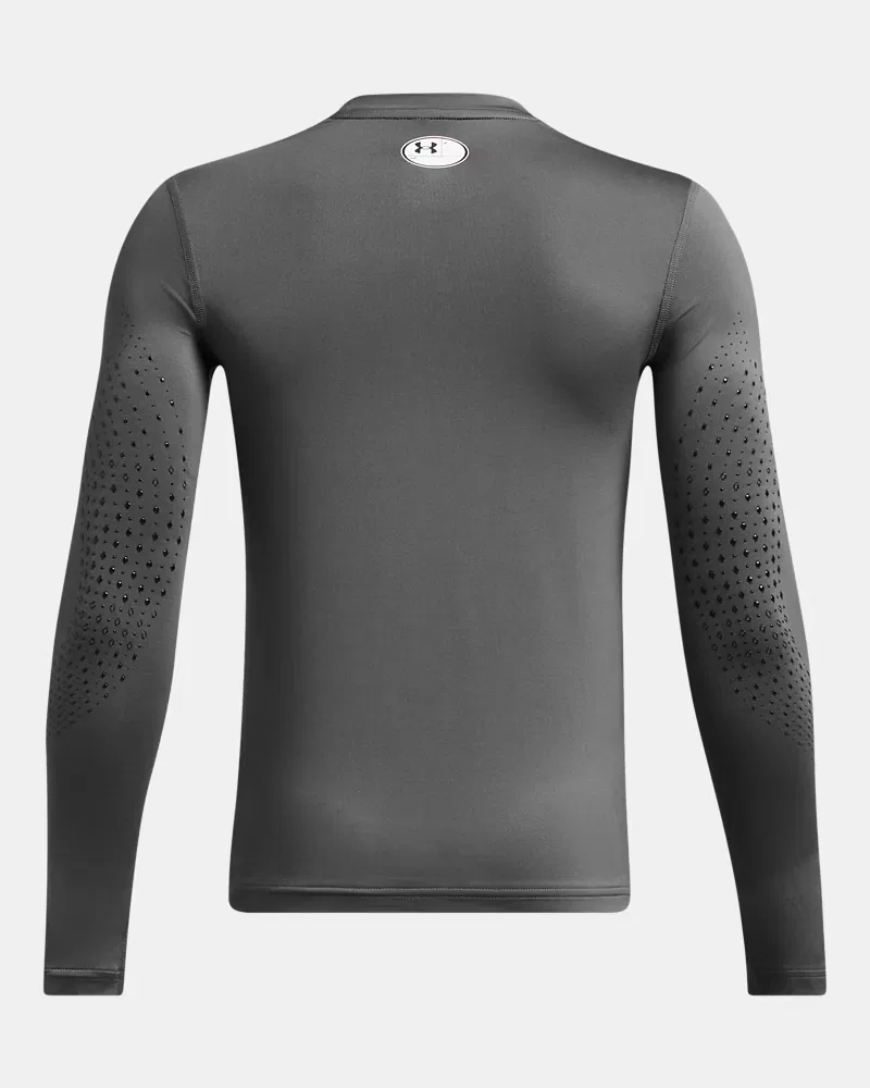 Лонгслив детский облегающий с влагоотводящей тканью HeatGear UA Hockey Grippy UnderArmour, Castlerock/Black — фото 2