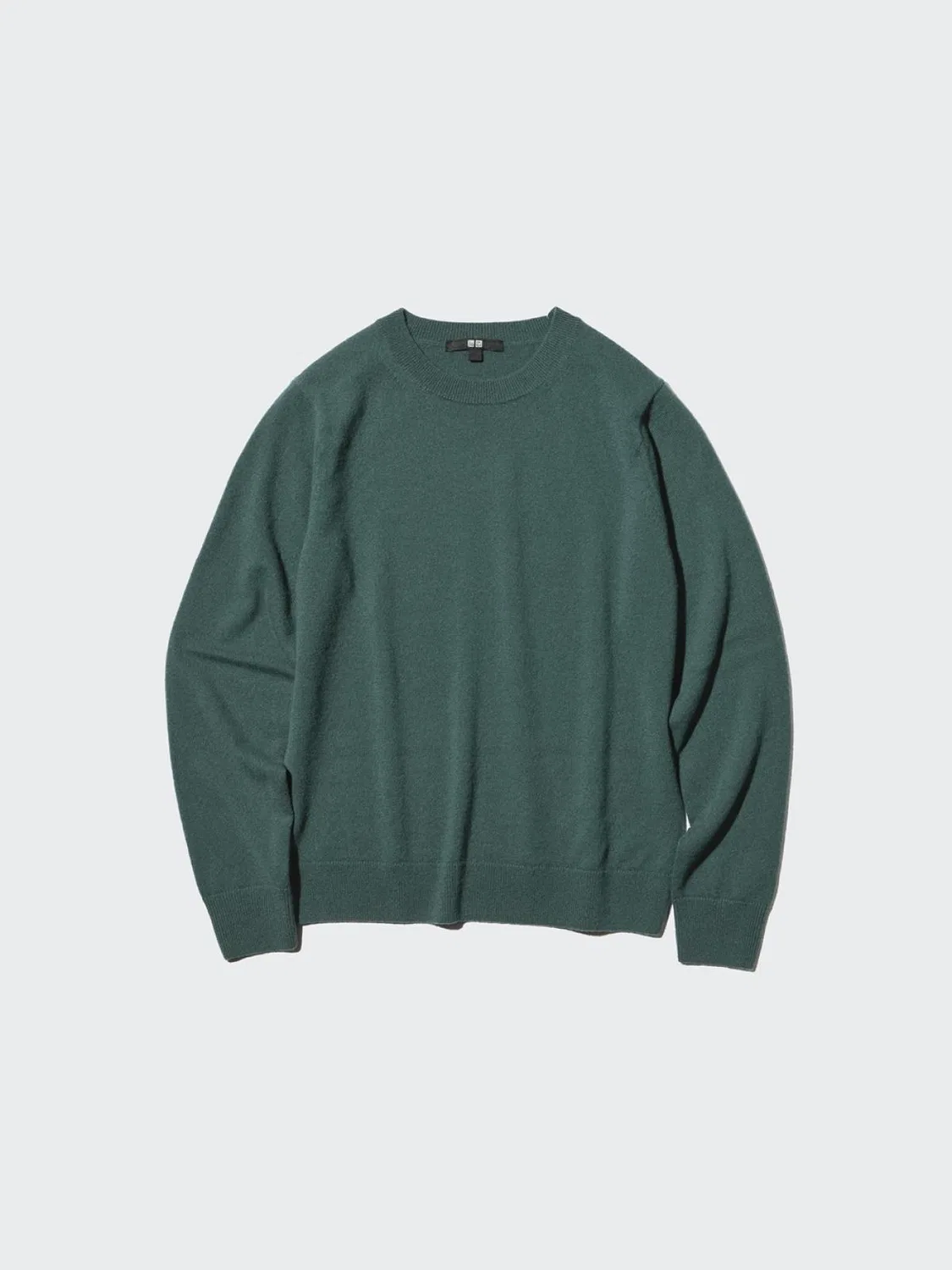 Свитер с круглым вырезом из кашемира с длинным рукавом Uniqlo, оливковый