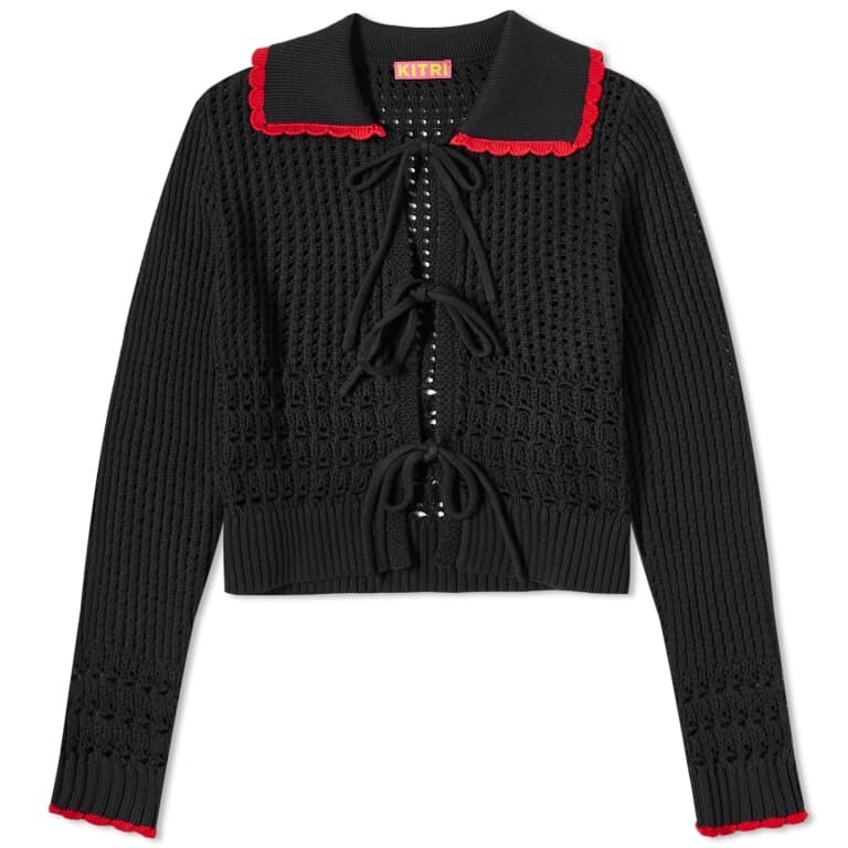 

Кардиган KITRI Evie Black Mixed Crochet Knit, черный/красный