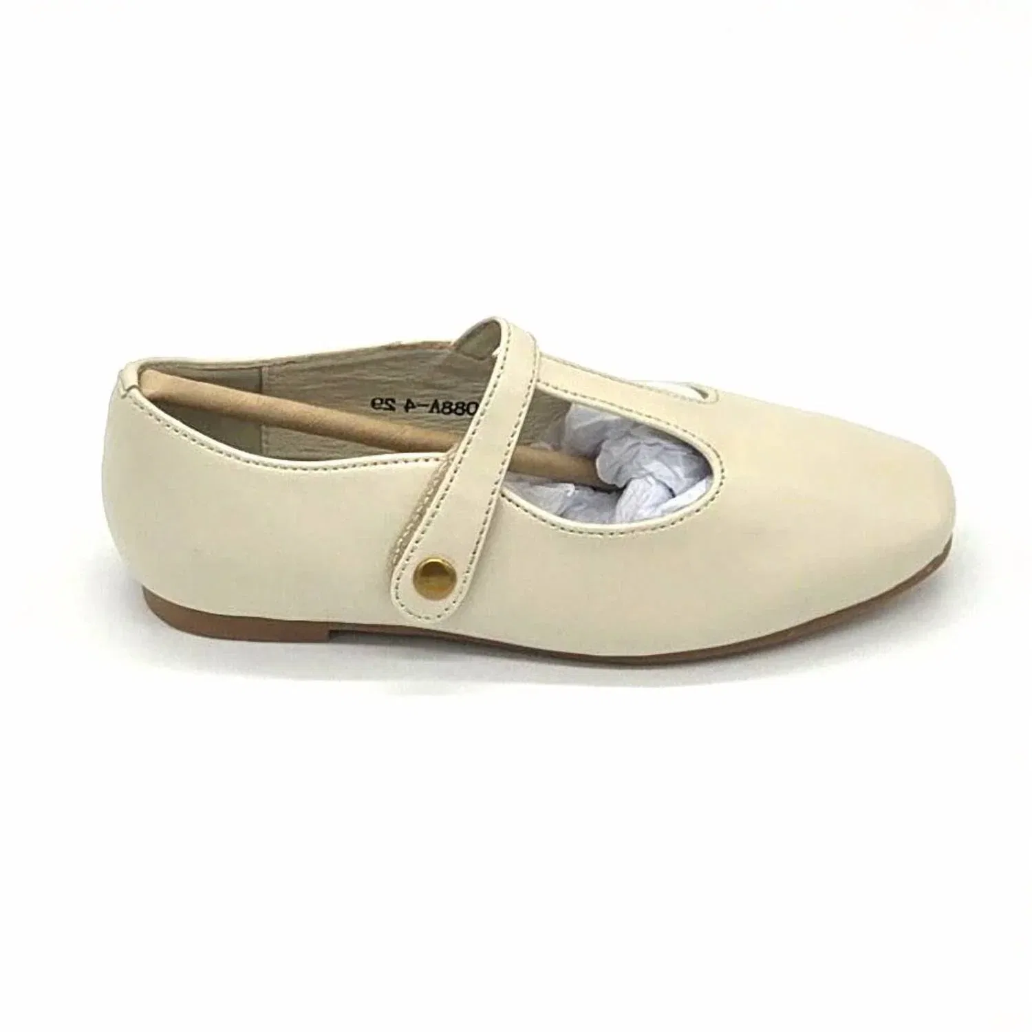 Детские туфли для девочек на ремешке T-strap Arina Boutaccelli, Beige Leather — фото 3