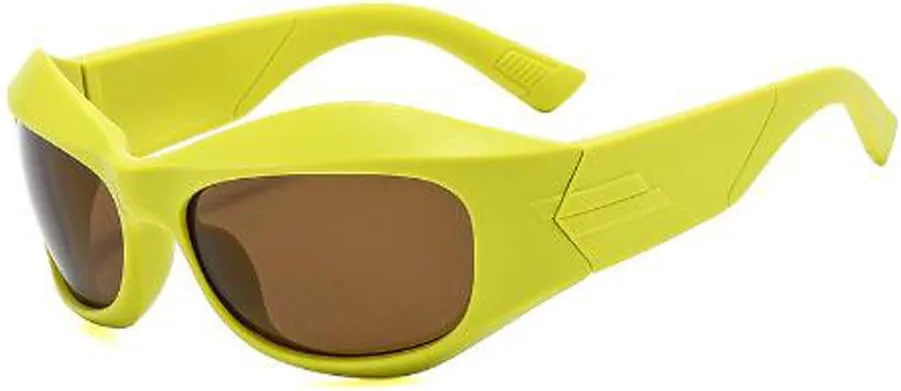 

Спортивные солнцезащитные очки обтекаемой формы, футуристические овальные очки для женщин и мужчин, модные серебристые star shop, Avocado Green Frame Tea Slice