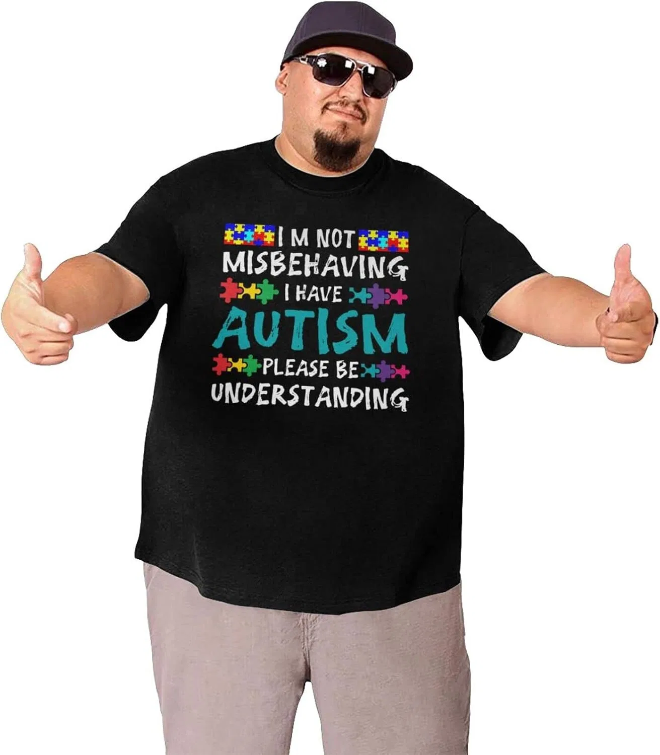 Футболка с графическим принтом оверсайз, Autism Awareness I'm Not Misbehaving I Have Autism — фото 3