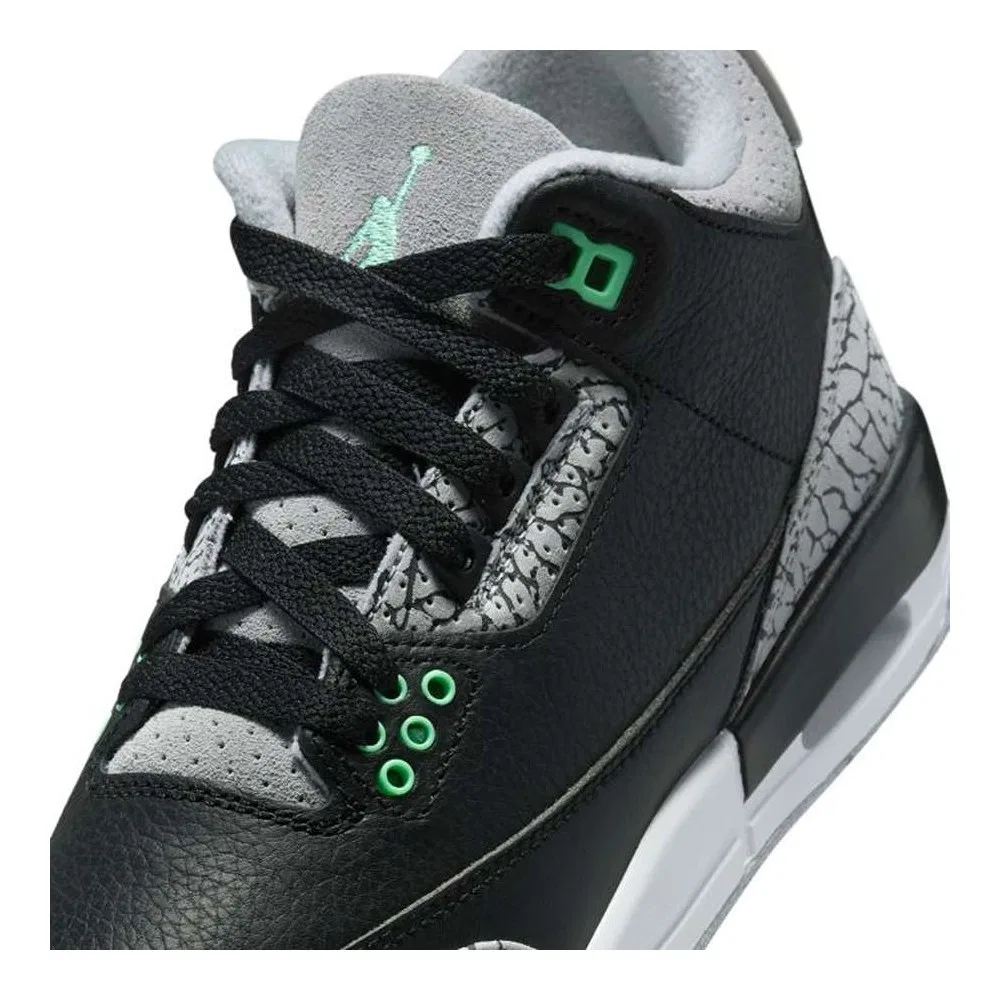 Детские кроссовки для мальчиков и девочек кожаные Air Jordan 3 Retro Gs Green Glow Nike — фото 4