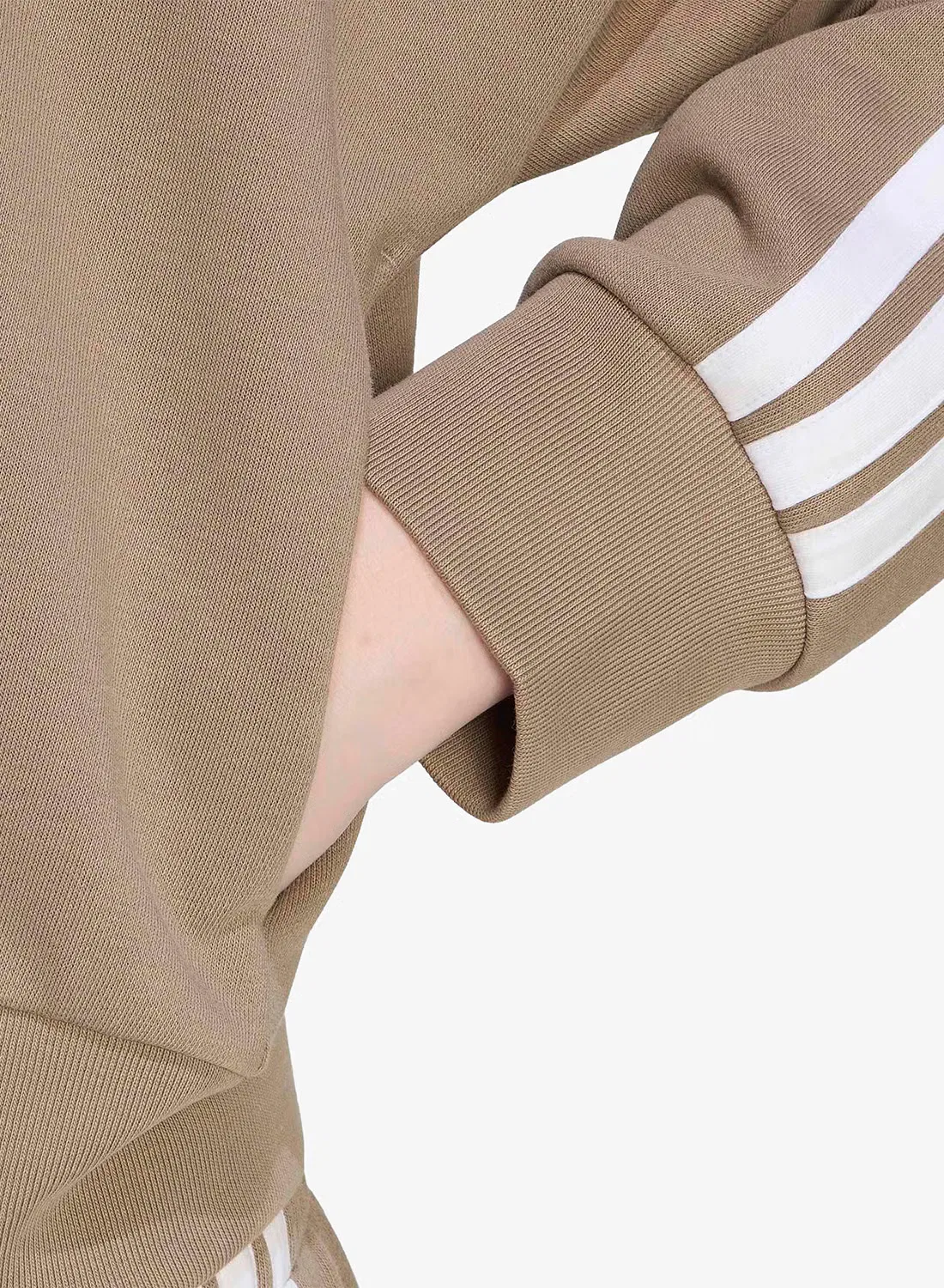 Худи с капюшоном и молнией на мягком футере 3-Stripes Adidas, хаки — фото 3