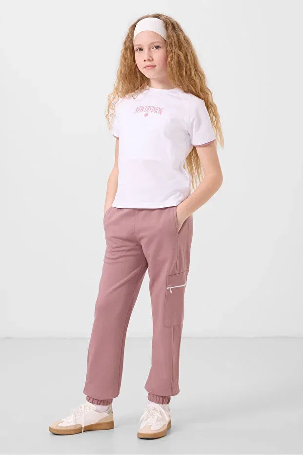 Детский спортивный комплект для девочек с принтом Tommy Life, White/Rosy