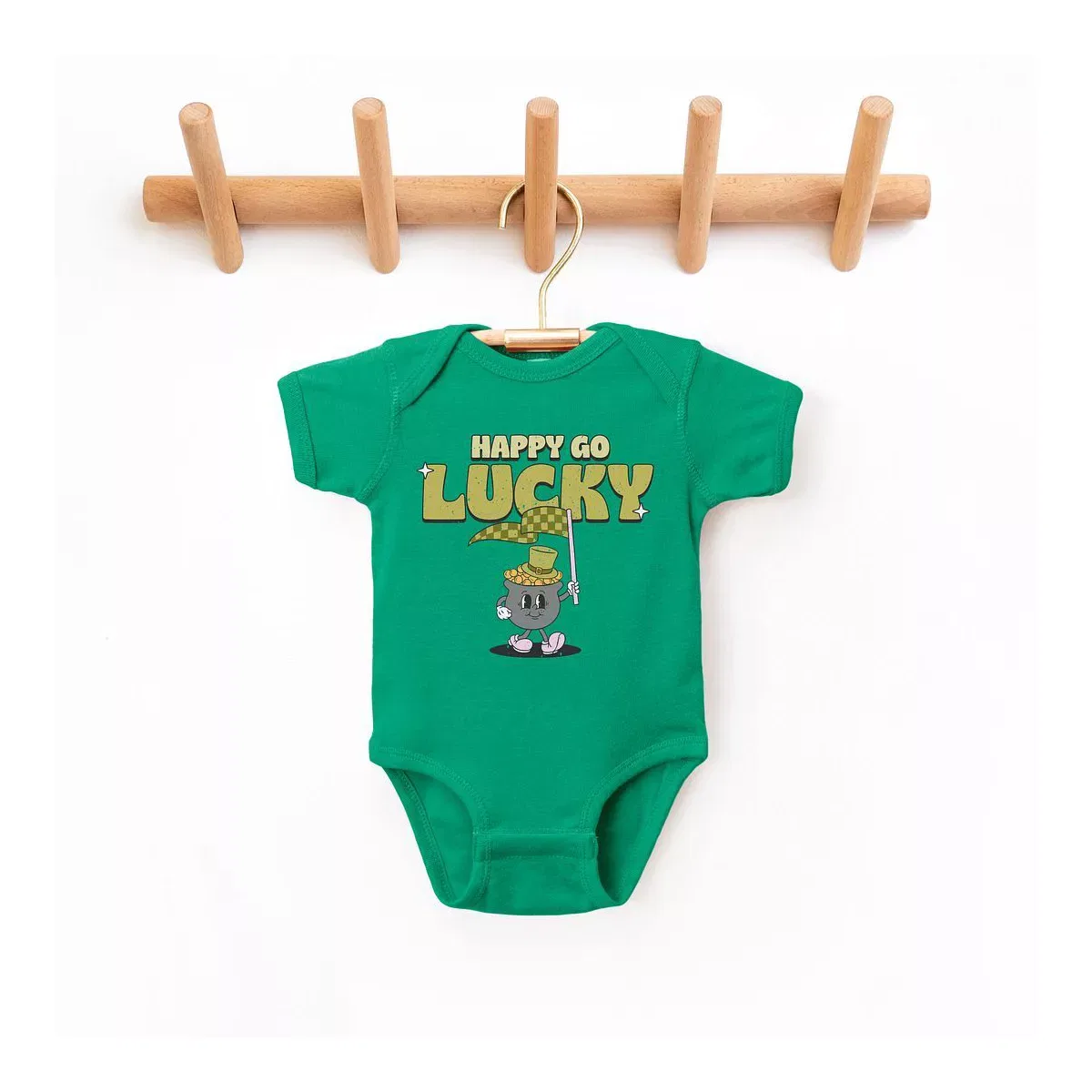 Детское боди с коротким рукавом Happy Go Lucky Pot Of Gold The Juniper Shop, Kelly