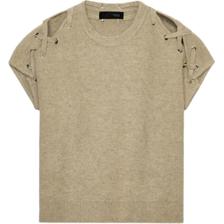 Женский свитер с круглым вырезом Light Beige Yellow/Khaki ZARA