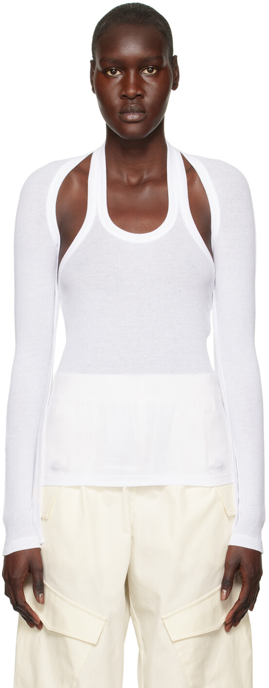 

Белая модульная футболка с длинным рукавом Dion Lee, Белый, Белая модульная футболка с длинным рукавом Dion Lee