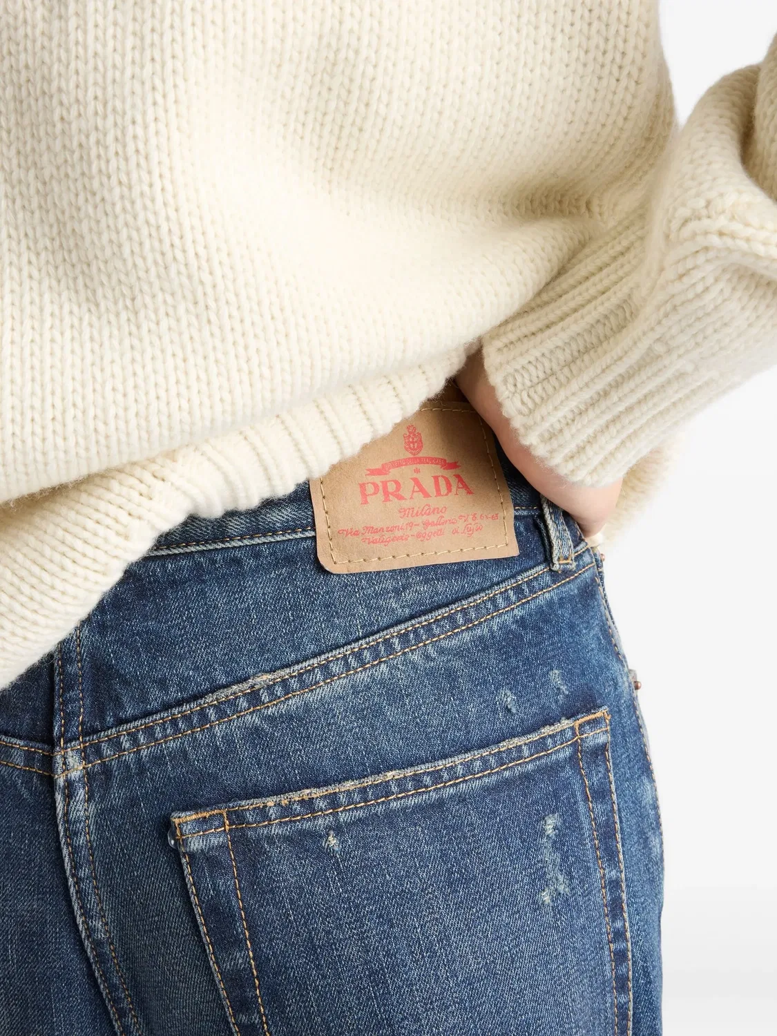 Джинсы с Five-Pocket Prada, синий — фото 4