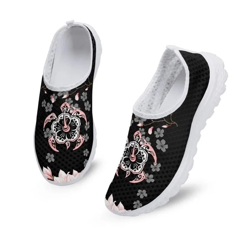 Детские кроссовки с принтом Women Sports Shoes Balloon Dachshund Trainers with Pocket and Frog Garronmavis, Tartaruga Marina Ibisco Rosa