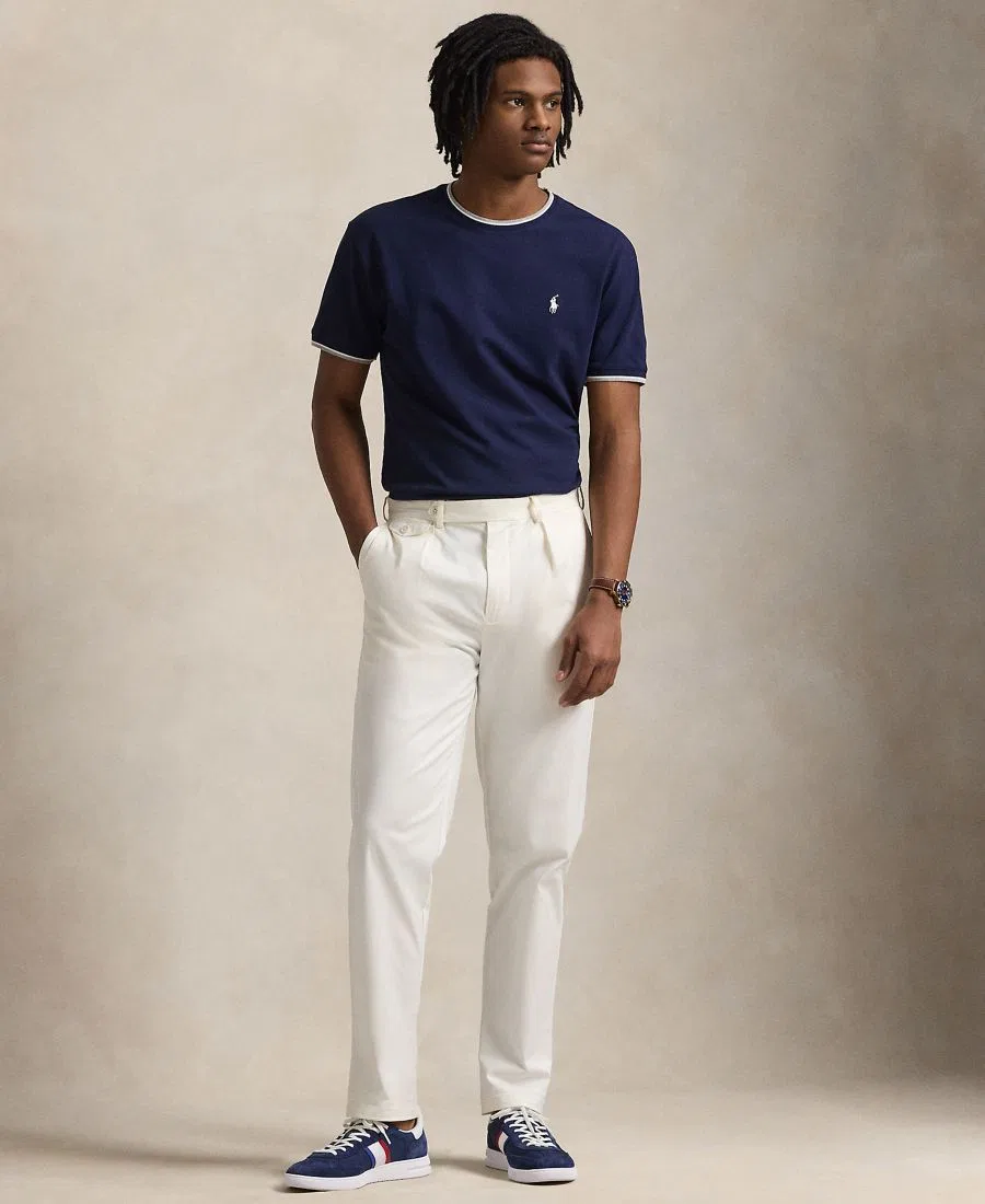 Футболка с круглым вырезом Classic-Fit Stretch Mesh Polo Ralph Lauren, Navy Wht P — фото 2