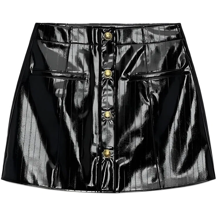 Женская кожаная мини-юбка ZARA, Black