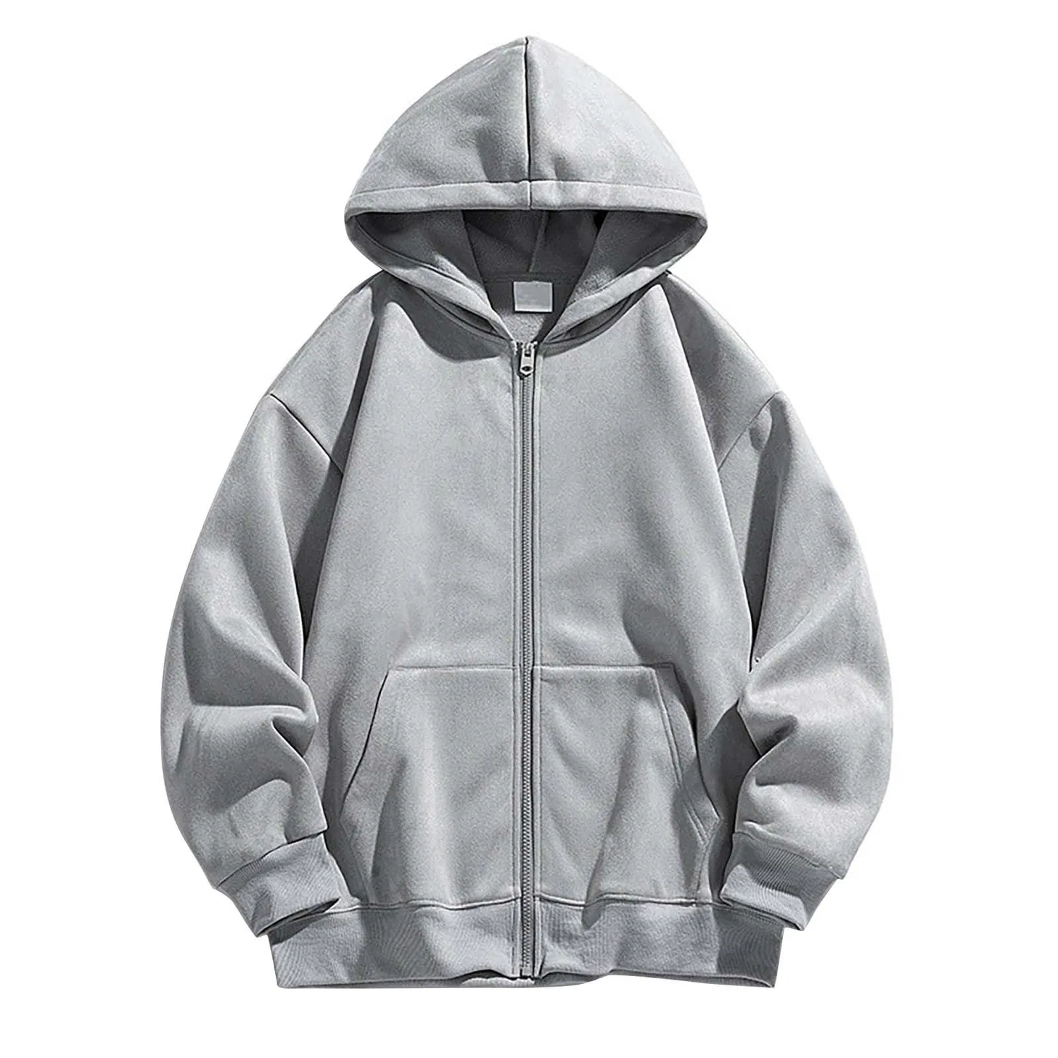 Мужской худи с капюшоном оверсайз с длинным рукавом Uk Full Zip, Grigio
