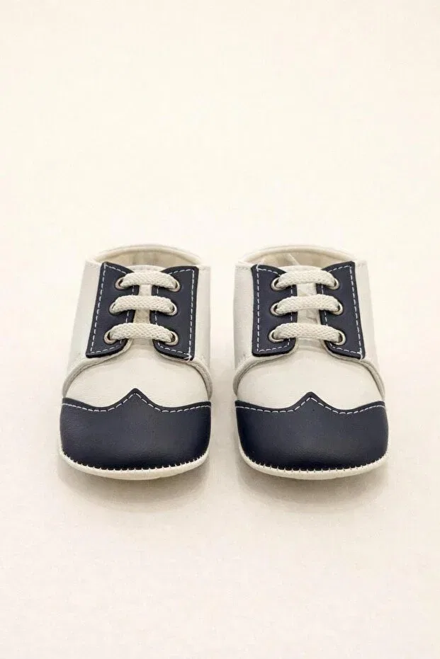 Детские туфли на шнуровке Minissa Baby Kids, Navy Blue And White — фото 2