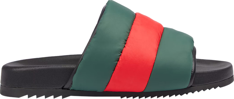 Сандалии Gucci Padded Web Slide Green Red, зеленый - фото