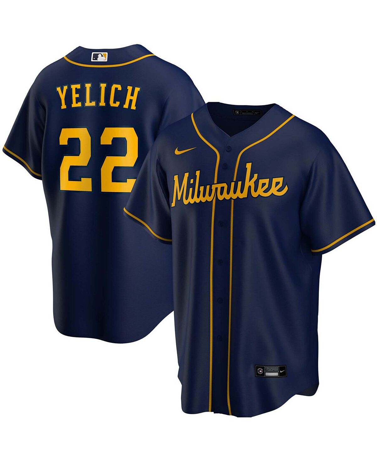 

Мужская футболка christian yelich navy milwaukee brewers с альтернативной копией игрока Nike, синий