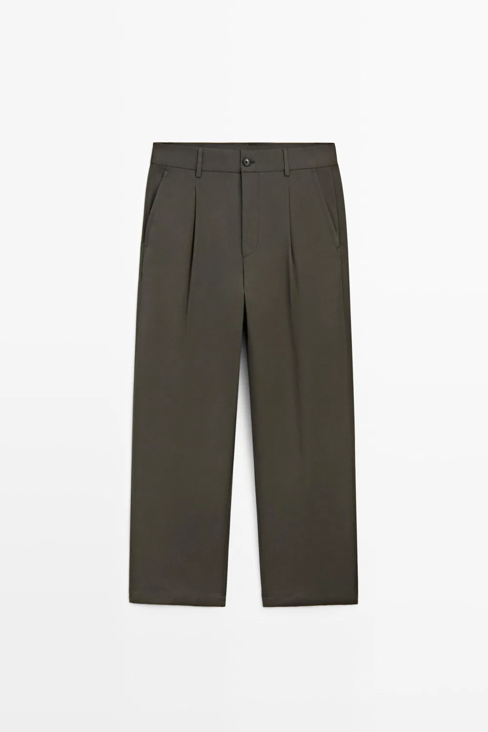 Брюки Massimo Dutti Flowing With Darts, хаки — фото 2