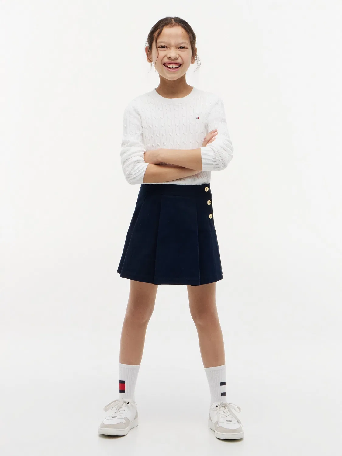 Юбка плиссированная с пуговицами Tommy Hilfiger, синяя — фото 3