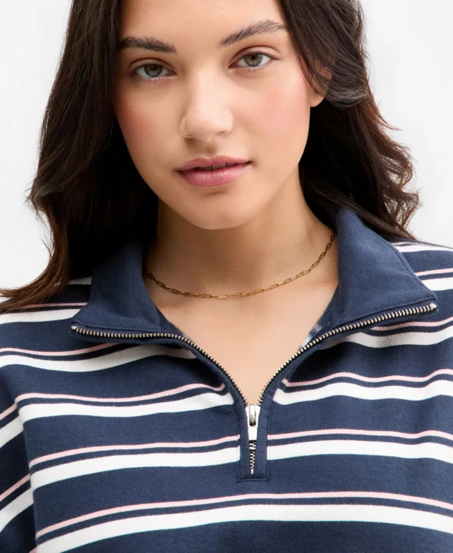 Женский свитшот на молнии Cotton-Blend Everyday Levi's, Ruby Stripe Navy Blazer Powder Pink — фото 3