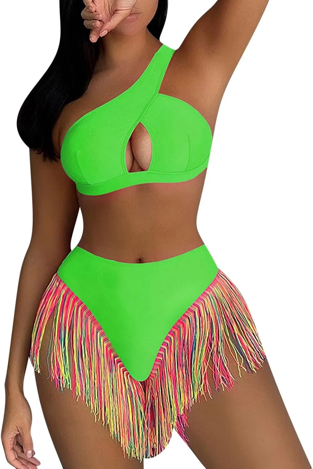 Женский бикини-сет с бахромой, Lime Green