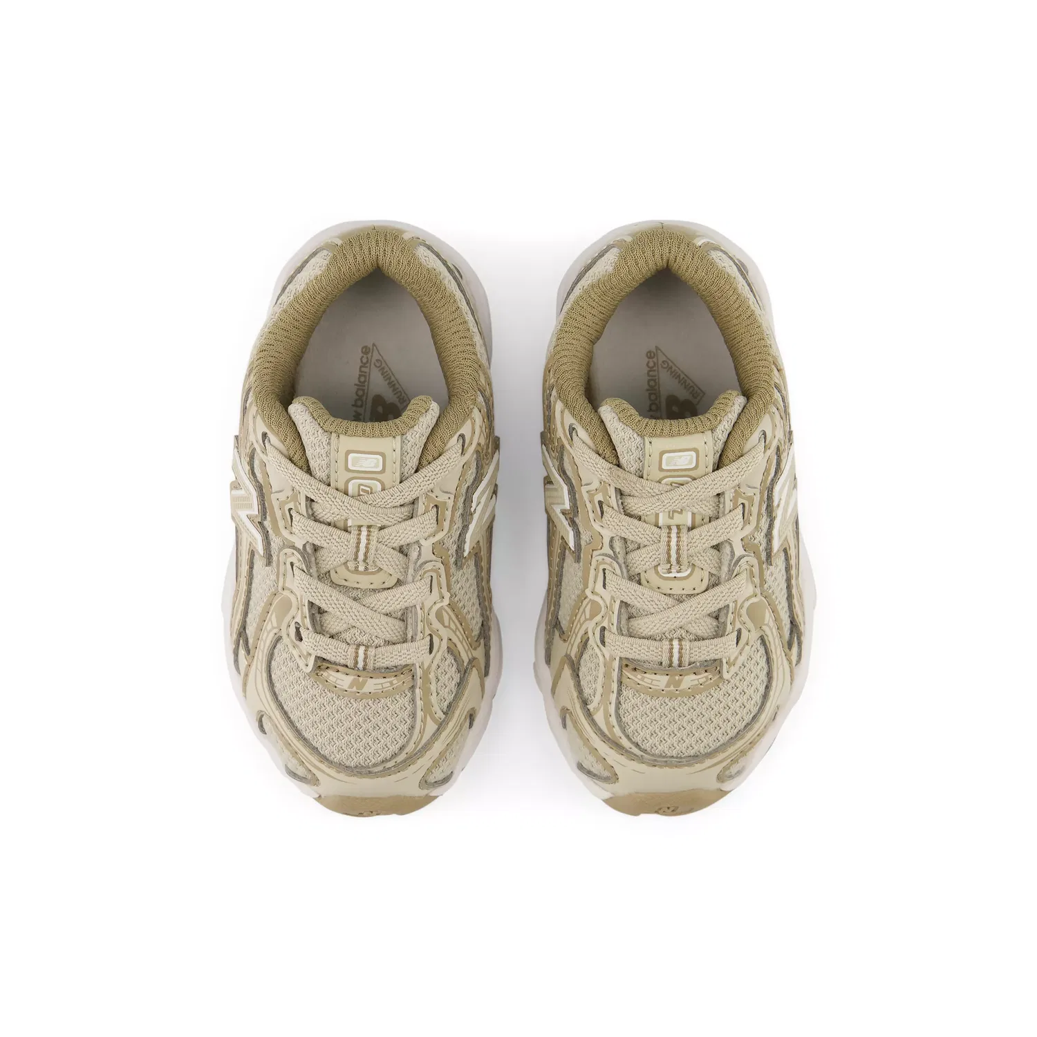 Детские кроссовки на шнурках-резинках с амортизацией 740 Bungee Lace New Balance, Timberwolf With Driftwood — фото 4