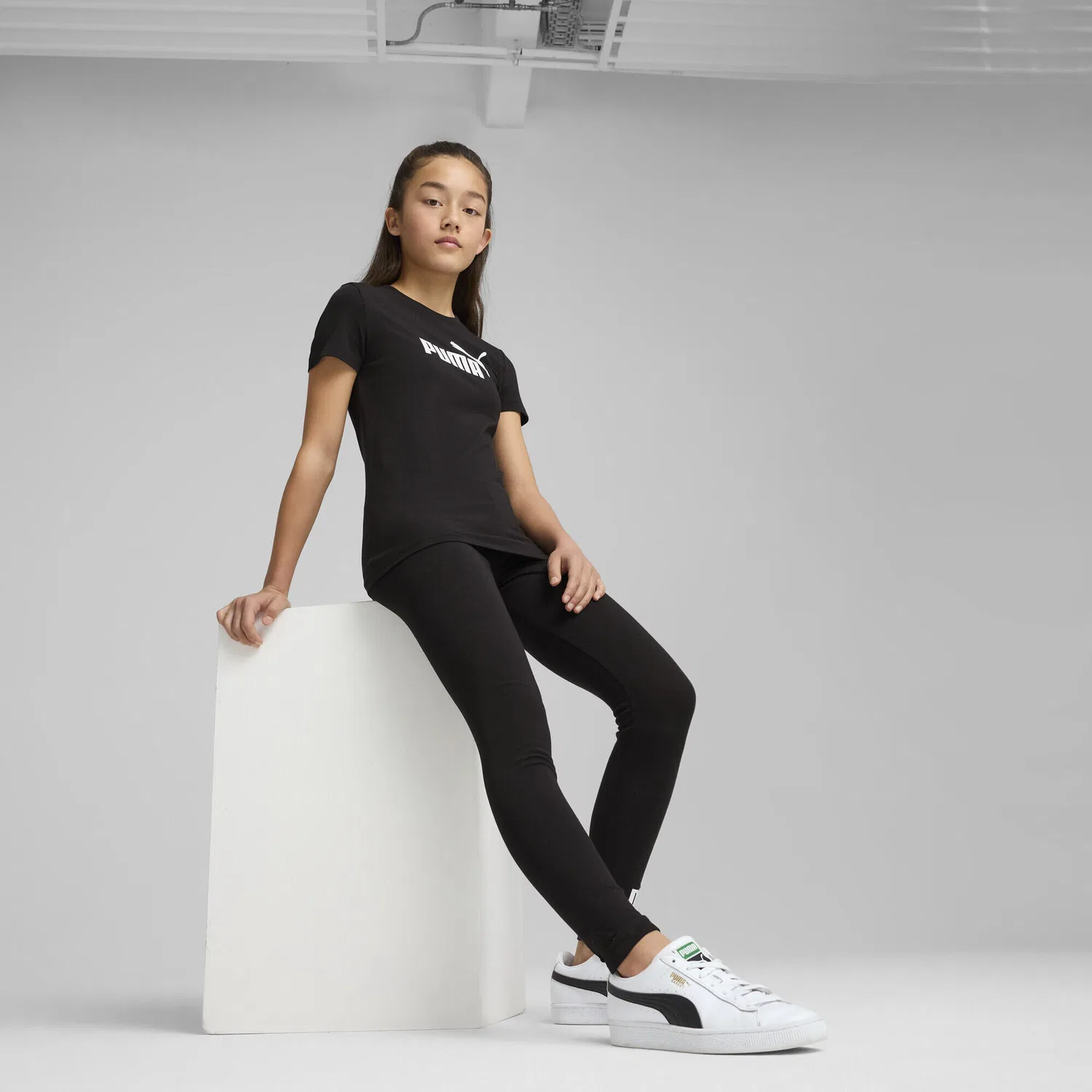 Детские леггинсы с принтом ESS No. 1 Logo Puma, Schwarz — фото 4