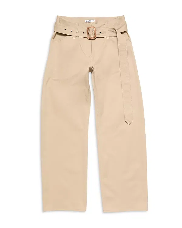 Женские брюки с поясом Acne Studios, Pale Beige
