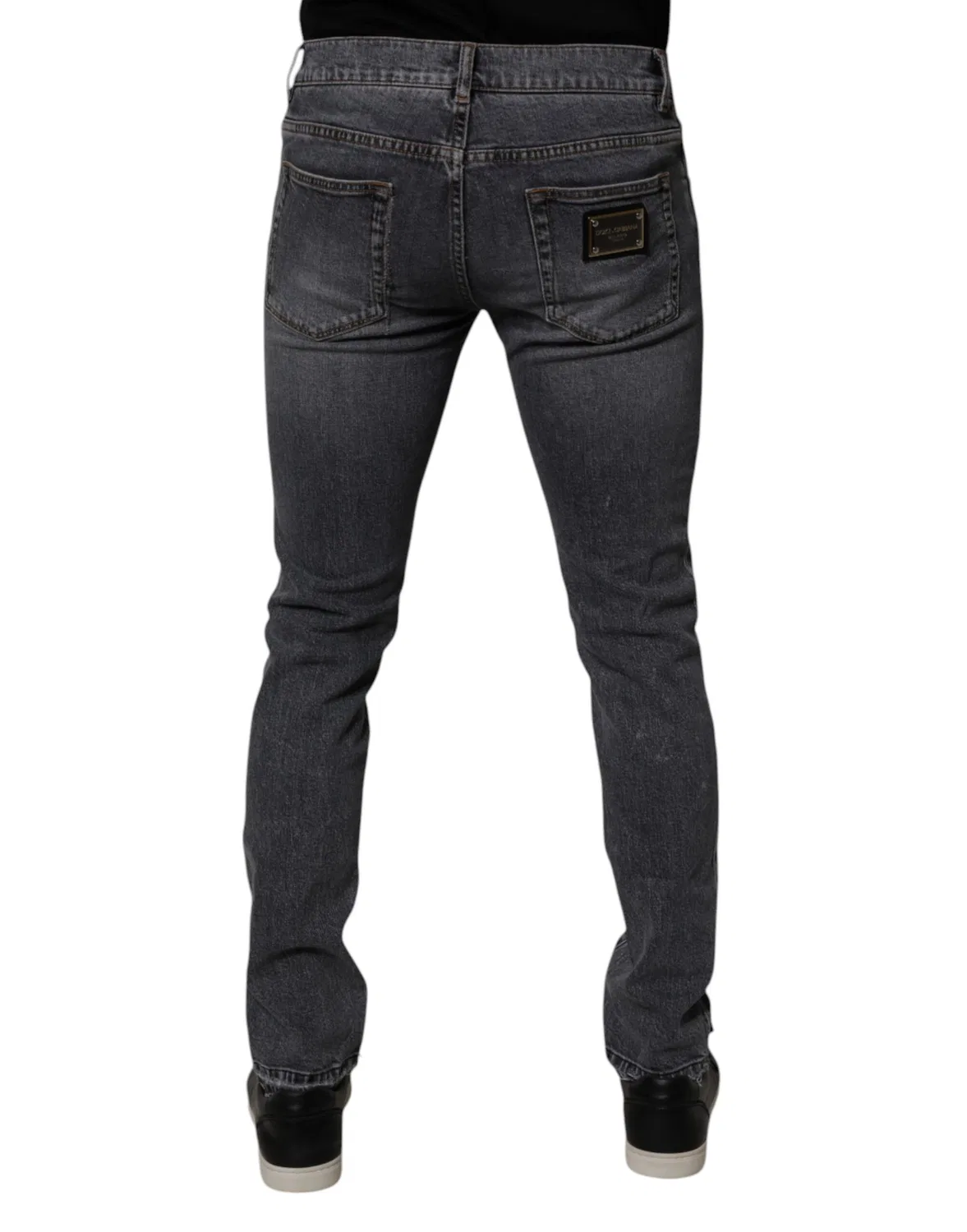 Мужские джинсы скинни с логотипом Dark Gray Cotton Stretch Skinny Denim Jeans Dolce & Gabbana, Dark Gray — фото 4