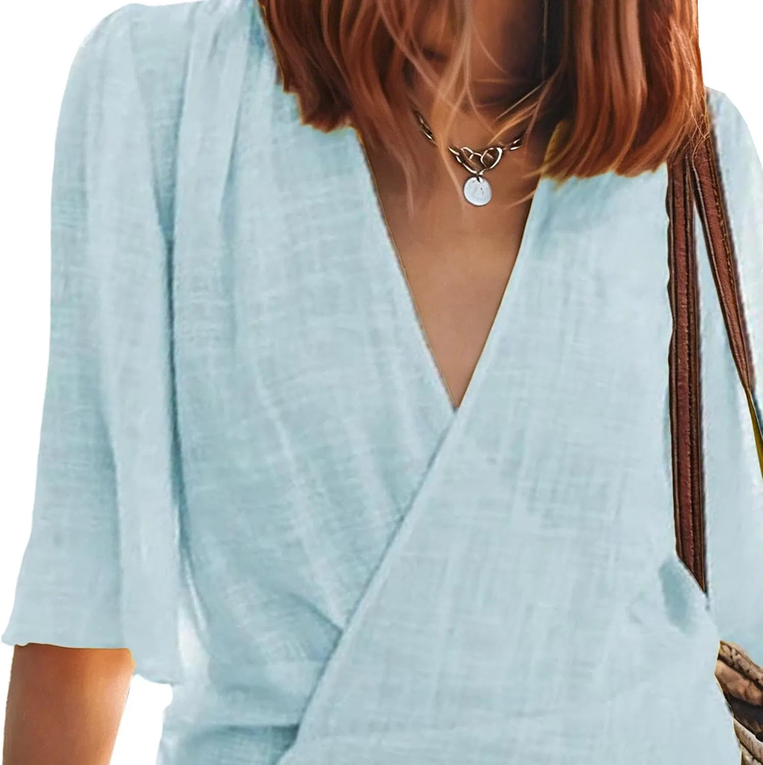 Женское платье-мини с коротким рукавом и завязкой, модели Wrap Tie Mini, светло-синий — фото 3