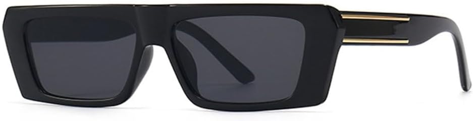 

Солнцезащитные очки MUTYNE Retro Small Rectangle для женщин, модные, серые с градиентом, защита от УФ-излучения UV400; для мужчин, квадратные, с желтой полосой, Black Gray