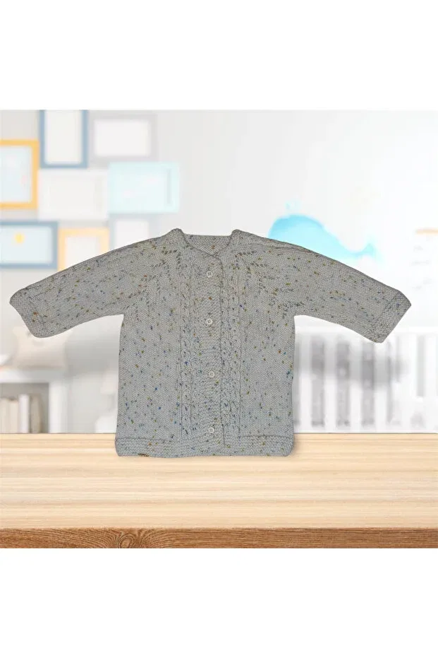 Детский кардиган с принтом Hand knitted hair braid detailed baby/child cardigan blue spotted white Pafuli, Blue