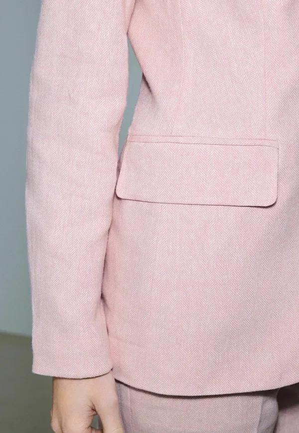 Пиджак с утеплителем, прямого кроя, Petite fit - herringbone rich single breasted - bleizeris, Next, Pink, розовый — фото 4