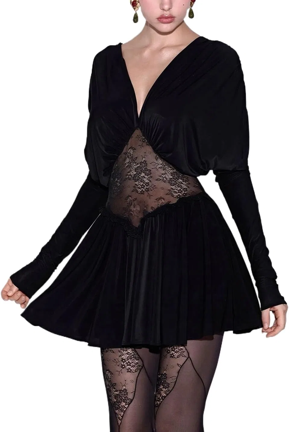 Женское облегающее платье с кружевной вставкой Bodycon, Black