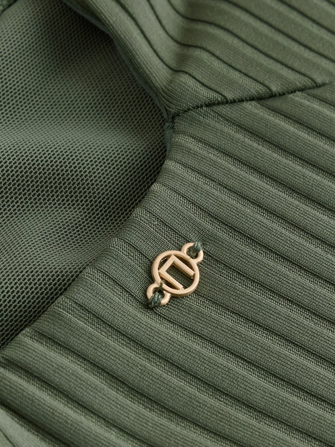 Купальник слитный с глубоким вырезом, shaping, Khaki Green Rib Next — фото 3