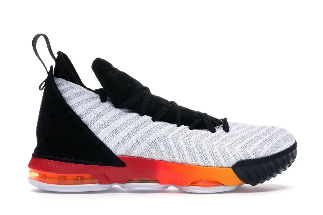 Детские кроссовки для мальчиков с высокой посадкой Nike LeBron 16, White/Laser Orange/Total Orange/Black