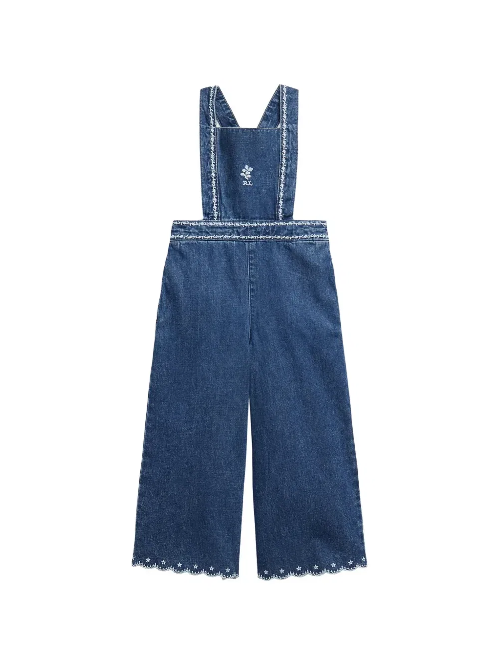 Джинсовый комбинезон с вышитым логотипом Polo Ralph Lauren Kids, синий