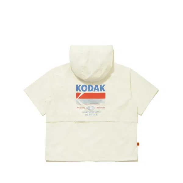 Детская анорак-ветровка с капюшоном, графический принт, Kodak Kids, слоновая кость — фото 3