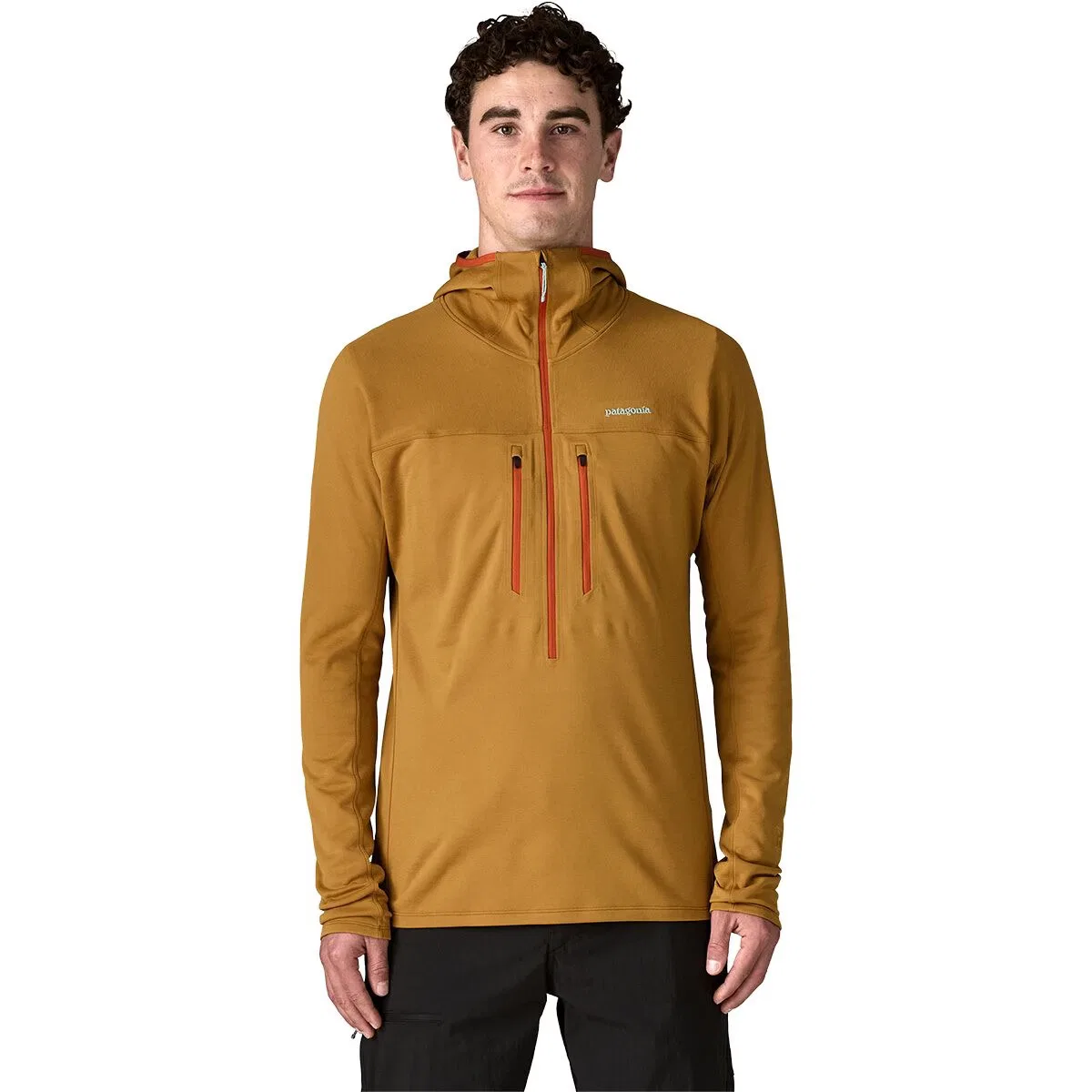 Мужская ультралегкая флисовая кофта с капюшоном R1 Ultralight Hoodie Patagonia, Bobcat Brown